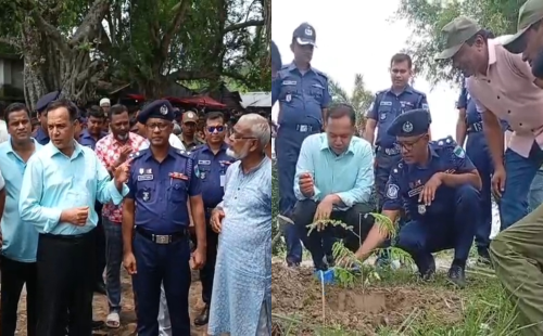 চুয়াডাঙ্গার ডিসি ও এসপি’র উথলী পশুহাট পরিদর্শন ও গাছরোপণ কর্মসূচি