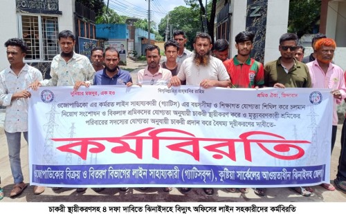 ঝিনাইদহে বিদ্যুৎ অফিসের লাইন সহকারীদের কর্মবিরতি