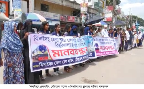 রেললাইন, মেডিকেল, বিশ্ববিদ্যালয় বাস্তবায়ন কমিটির মানববন্ধন