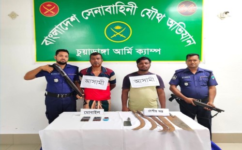 দেশীয় অস্ত্রসহ দুই চাঁদাবাজ আটক