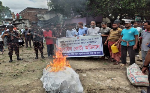 চুয়াডাঙ্গায় বিশেষ অভিযানে ১৫০ মিটার কারেন্ট জাল জব্দ