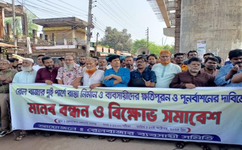 চুয়াডাঙ্গা রেলবাজারে ওভারপাস নির্মাণে ধীরগতি, ক্ষুব্ধ ব্যবসায়ীরা