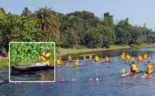 ঝিনাইদহের নবগঙ্গা নদীতে দূরপাল্লার ডোঙ্গা বাইচে উৎসবের আমেজ
