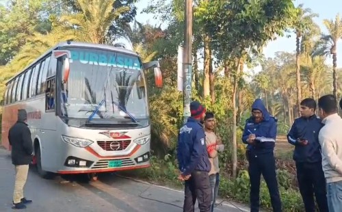জীবননগরের সন্তোষপুর-আন্দুলবাড়ীয়া সড়কে গাছ ফেলে পরিবহনে ডাকাতি