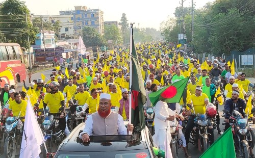 মেহেরপুরে জামায়েতের নির্বাচনী মোটরসাইকেল শোভাযাত্রা
