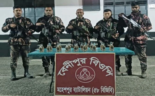 জীবননগরে বিজিবির অভিযানে ভারতীয় সিরাপ ও মদ উদ্ধার