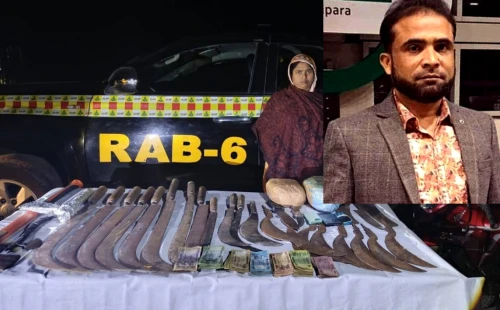 হরিণাকুণ্ডুতে অস্ত্র ও মাদকসহ নারী গ্রেপ্তার