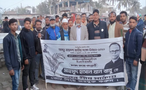 দর্শনায় ধানের শীষের ব্যানার বিতরণ ও গণসংযোগ