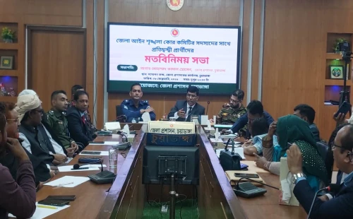 চুয়াডাঙ্গায় জেলা আইনশৃঙ্খলা কোর কমিটির সদস্যদের সাথে প্রার্থীদের মতবিনিময়