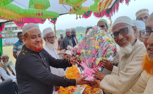 নিজ গ্রামে এমপি রুহুল আমিনকে সংবর্ধনা