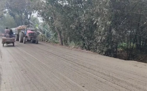 হঠাৎ বৃষ্টিতে কার্পাসডাঙ্গা-আটকবর সড়ক পিচ্ছিল