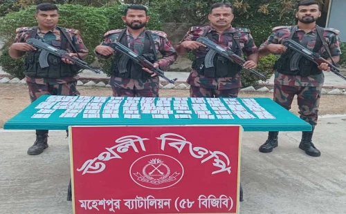 জীবননগর ও মহেশপুর সীমান্তে বিজিবির অভিযানে ভারতীয় মদ, ভায়াগ্রা ও ওষুধ উদ্ধার