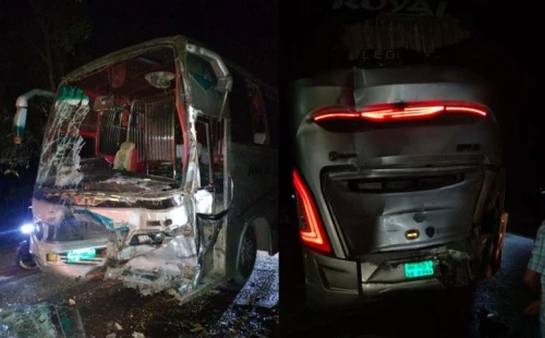 ঝিনাইদহে রয়েল এক্সপ্রেসের পিছনে পূর্বাশা পরিবহনের ধাক্কা বাসের ১০ যাত্রী আহত, দুটি বাসই আটক