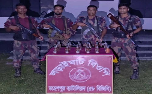 মহেশপুর সীমান্তে মদ, ওষুধ ও ইমিটেশন পণ্য উদ্ধার