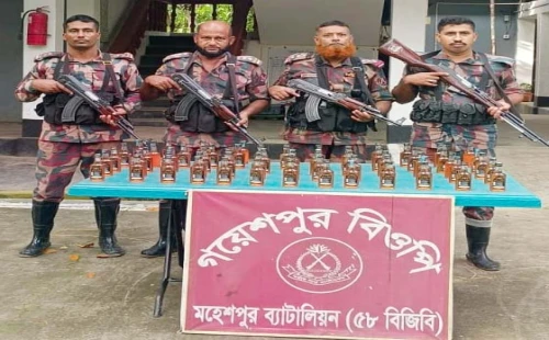 জীবননগরে ৬০ বোতল ভারতীয় মদ উদ্ধার