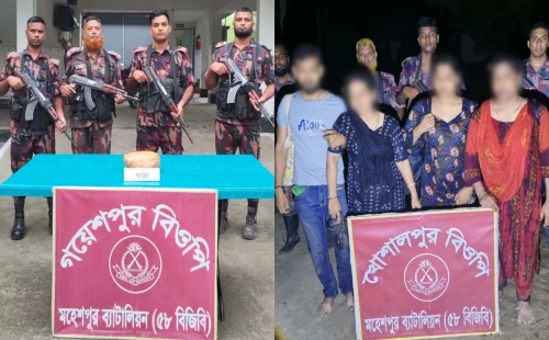 মহেশপুর সীমান্তে বিজিবির অভিযানে গাঁজা-ভারতীয় ওষুধ উদ্ধার