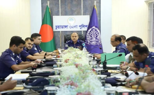 চুয়াডাঙ্গা জেলা পুলিশের মাসিক অপরাধ পর্যালোচনা সভায় পুলিশ সুপার