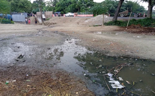 জীবননগর মনোহরপুরে ড্রেন না থাকায় জলাবদ্ধতা