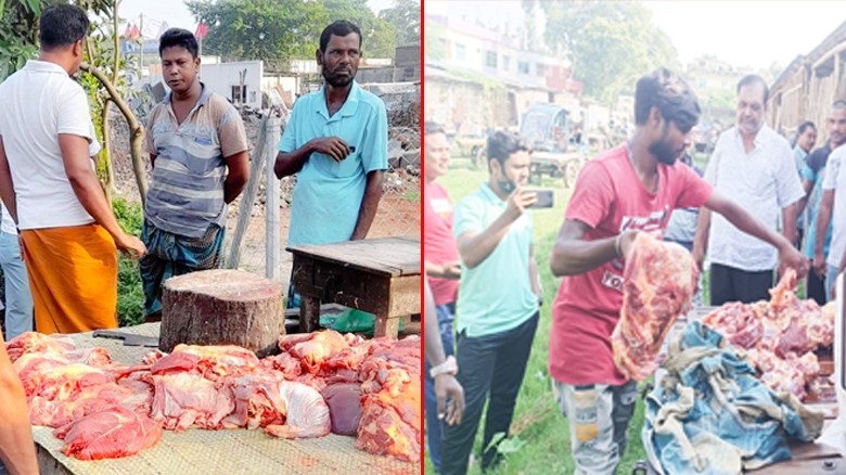 জীবননগর পৌর শহরে আবারও মরা গরু জবাই করে মাংস বিক্রি