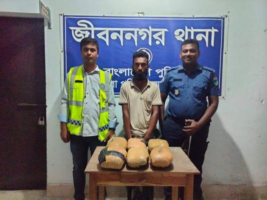 জীবননগরে ৬ কেজি গাঁজাসহ মাদক ব্যবসায়ী আটক