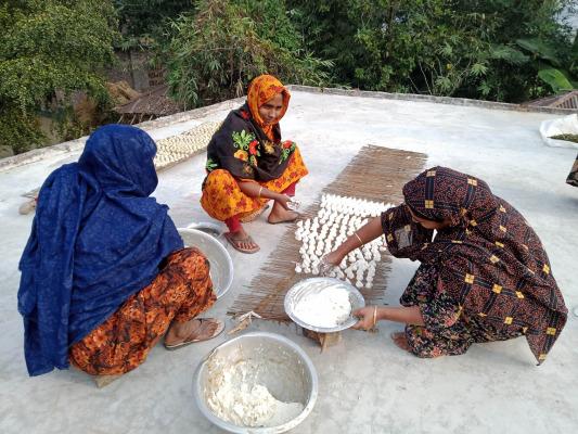 জীবননগরে কুমড়া বড়ি তৈরিতে ব্যস্ত গৃহবধূরা