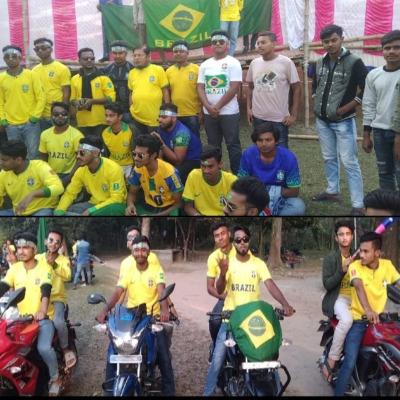 আলমডাঙ্গায় ব্রাজিল সমর্থকদের মোটরসাইকেল শোভাযাত্রা