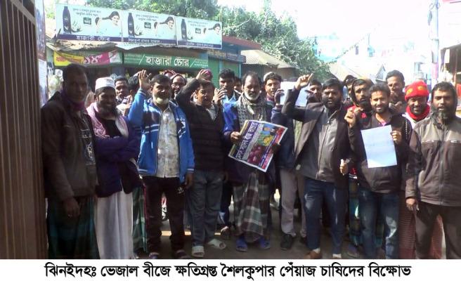 ভেজাল বীজে ক্ষতিগ্রস্ত পেঁয়াজ চাষীদের বিক্ষোভ