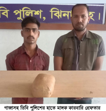 ঝিনাইদহে গাঁজাসহ ডিবি পুলিশের হাতে মাদক কারবারি গ্রেপ্তার