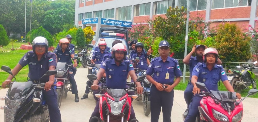 মুজিবনগরে পুলিশের মাদক বিরোধী মোটরসাইকেল শোভাযাত্রা