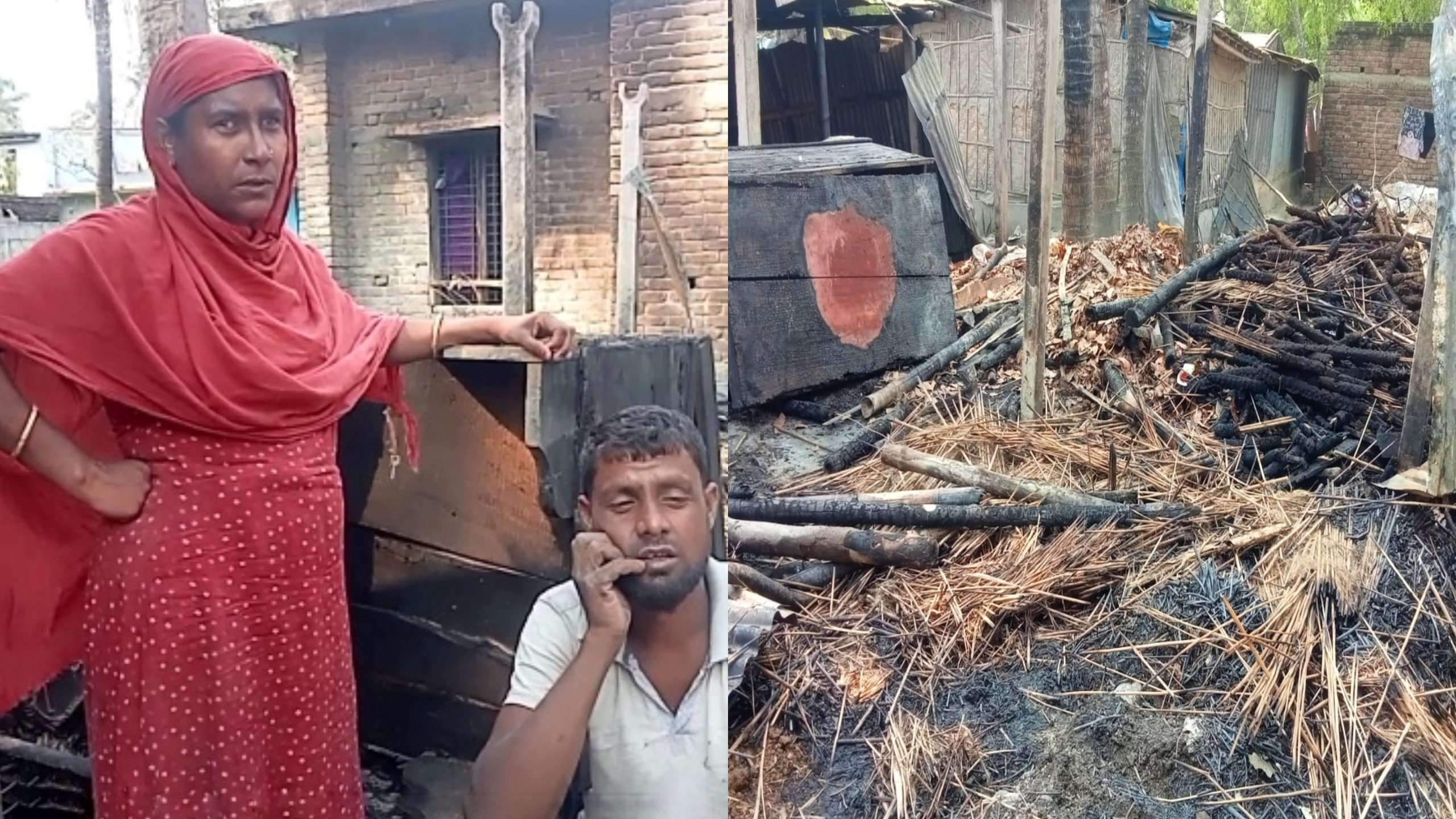 গাংনীতে আগুনে পুড়ে ছাই হলো প্রতিবন্ধীর ঘর