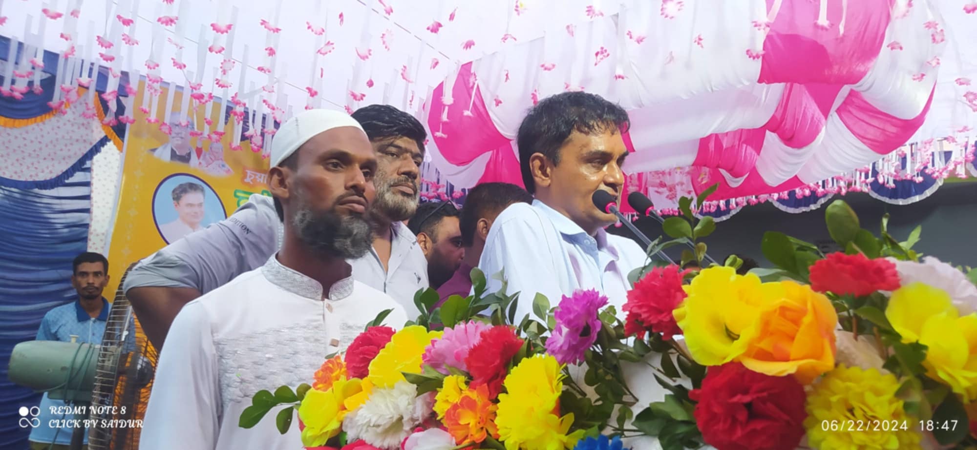 গণসংবর্ধনা গ্রহণকালে চুয়াডাঙ্গা সদর উপজেলা চেয়ারম্যান নঈম জোয়ার্দ্দার