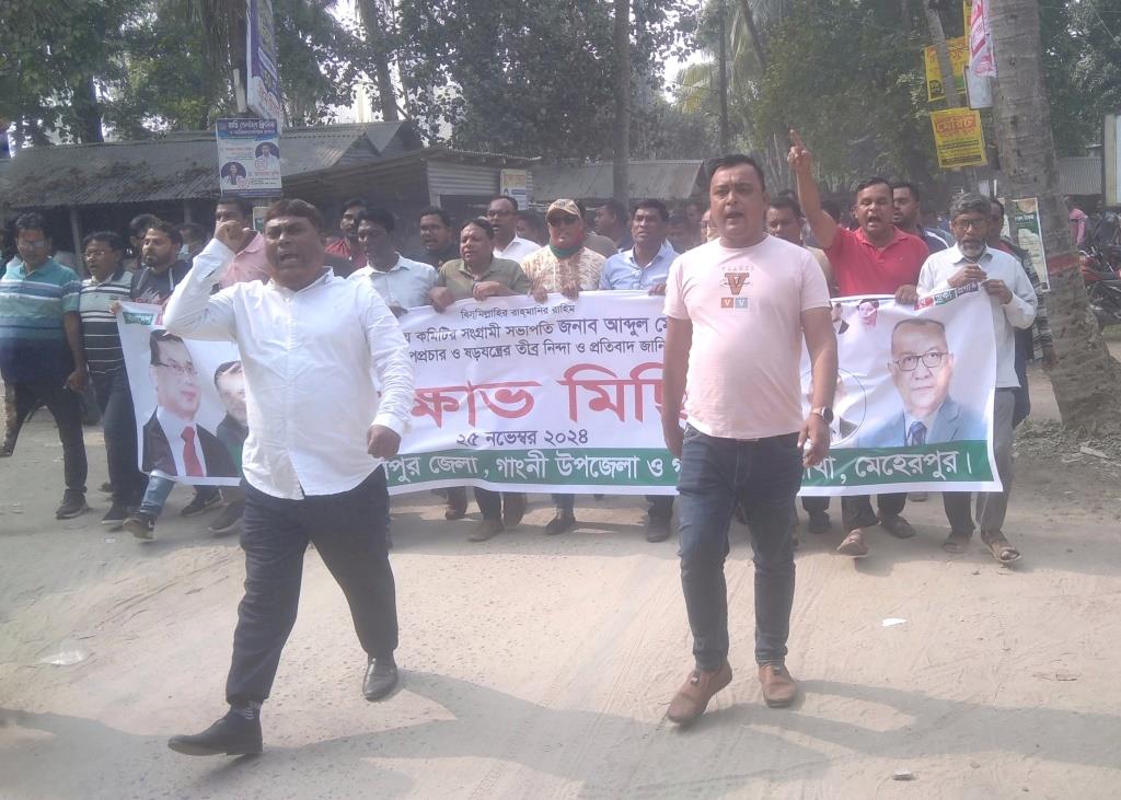 গাংনীতে যুবদলের বিক্ষোভ মিছিল