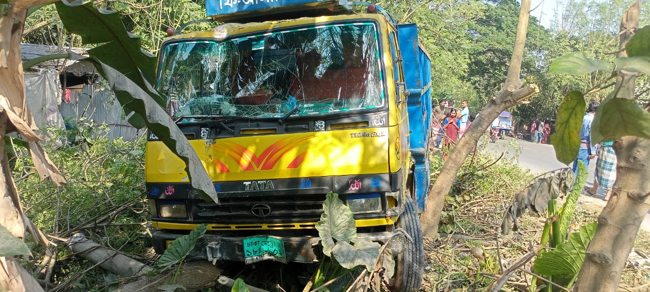 দামুড়হুদায় নিয়ন্ত্রণ হারিয়ে বৈদ্যুতিক খুঁটিতে ট্রাকের ধাক্কা