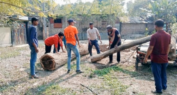দামুড়হুদার জয়রামপুরে রেলওয়ের জমি থেকে গাছ কাটার অভিযোগ