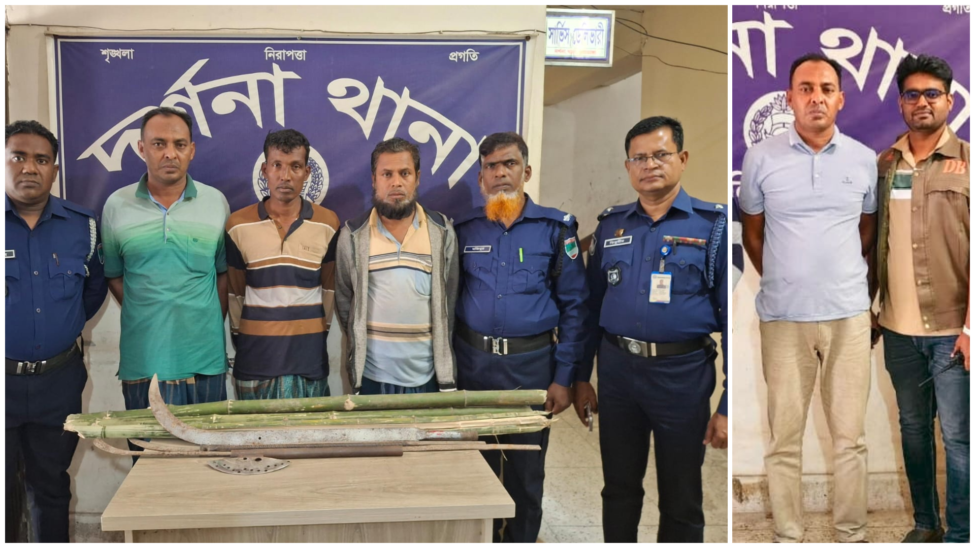 জড়িত তিন আসামি গ্রেপ্তার, দেশীয় অস্ত্র উদ্ধার
